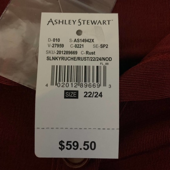 ASHLEY STEWART Red Rust‎ Ruched Velour Midi Shirt Dress - NWT - Picture 10 of 10